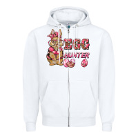 White easter pink camouflage egg hunter  bunny Zipper Hoodie - BarkalooDesign