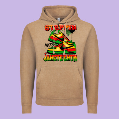Steppin' Into Juneteenth Vintage Hoodie Designed By Fadigitalartstudio