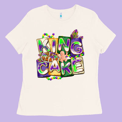 King Cake Mardi Gras Ladies Tee Designed By Cowgirlartshop
