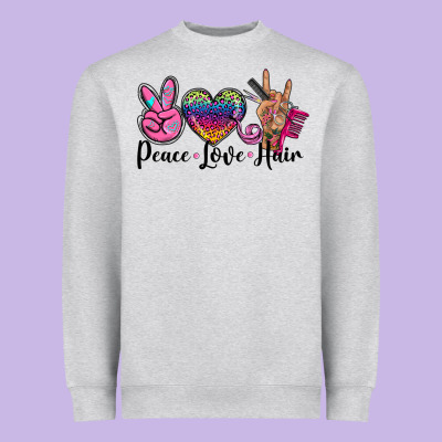 Peace Love Hair Heavyweight Sweatshirt Designed By Barkaloodesign