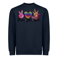 Navy peace love hair Heavyweight Sweatshirt - BarkalooDesign