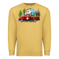 Antique Gold lvn nurse truck with cactus and sunflowers Premium Sweatshirt - AdoDesignShop