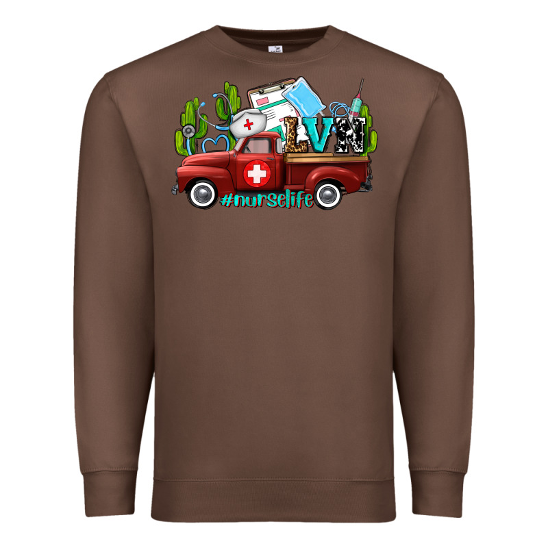 Lvn Nurse Truck With Cactus And Sunflowers Premium Sweatshirt by AdoDesignShop | Teevron
