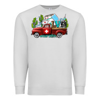 Dove Grey lvn nurse truck with cactus and sunflowers Premium Sweatshirt - AdoDesignShop