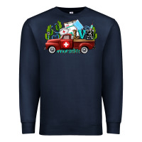 Navy lvn nurse truck with cactus and sunflowers Premium Sweatshirt - AdoDesignShop