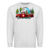 Oatmeal Heather lvn nurse truck with cactus and sunflowers Premium Sweatshirt - AdoDesignShop