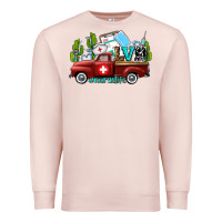 Pale Pink lvn nurse truck with cactus and sunflowers Premium Sweatshirt - AdoDesignShop