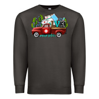 Smoke lvn nurse truck with cactus and sunflowers Premium Sweatshirt - AdoDesignShop