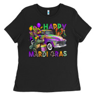 Black happy mardi gras truck Ladies Tee - CowGirlArtShop