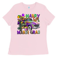 Bubblegum Pink happy mardi gras truck Ladies Tee - CowGirlArtShop