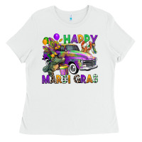 White happy mardi gras truck Ladies Tee - CowGirlArtShop