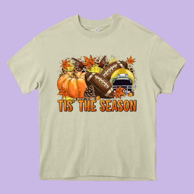 Tis' The Season Football Yellow Helmet Heavy Core Tee Designed By Nancycooperartshop