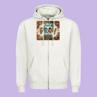 Just Pray Mousepad Zipper Hoodie Designed By Barkaloodesign