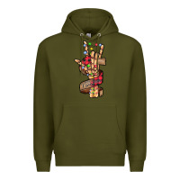 Army Green merry christmas skeleton hand Premium Hoodie - CowhideDigitalArt