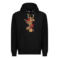 Black merry christmas skeleton hand Premium Hoodie - CowhideDigitalArt