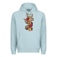 Blue Mist merry christmas skeleton hand Premium Hoodie - CowhideDigitalArt