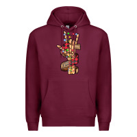 Burgundy merry christmas skeleton hand Premium Hoodie - CowhideDigitalArt