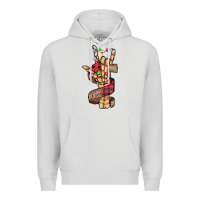 Dove Grey merry christmas skeleton hand Premium Hoodie - CowhideDigitalArt