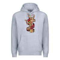 Heather Grey merry christmas skeleton hand Premium Hoodie - CowhideDigitalArt