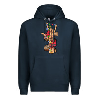 Navy merry christmas skeleton hand Premium Hoodie - CowhideDigitalArt