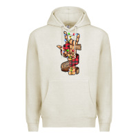 Oatmeal Heather merry christmas skeleton hand Premium Hoodie - CowhideDigitalArt