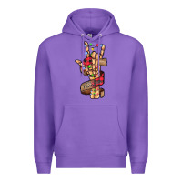 Purple merry christmas skeleton hand Premium Hoodie - CowhideDigitalArt