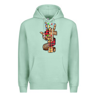 Seafoam merry christmas skeleton hand Premium Hoodie - CowhideDigitalArt