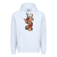 White merry christmas skeleton hand Premium Hoodie - CowhideDigitalArt