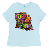 Baby Blue louisiana map Ladies Tee - CowGirlArtShop