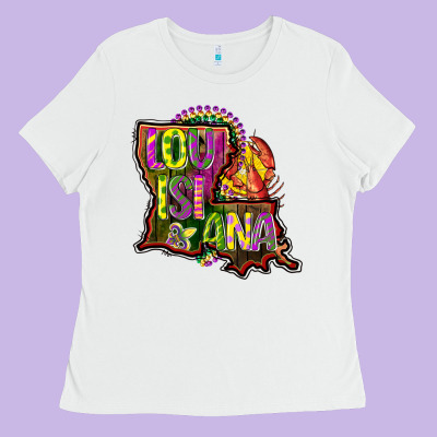 Louisiana Map Ladies Tee Designed By Cowgirlartshop