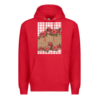 Red valentines day burlap background Premium Hoodie - Jasminsmagicworld