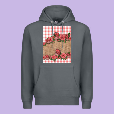 Valentines Day Burlap Background Premium Hoodie Designed By Jasminsmagicworld