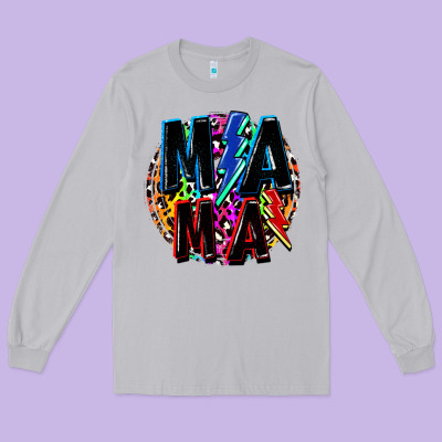 Mama Lightning Bolts Mother's Day Long Sleeve Tee Designed By Fadigitalartstudio