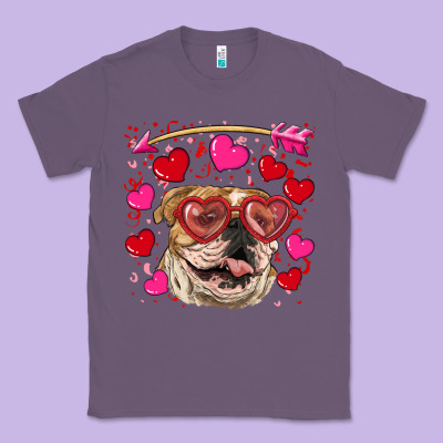 Valentine's Day  Brown English Bulldog Classic Tee Designed By Ranaportraitstore
