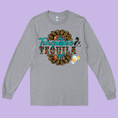 Turquoise Gemstone And Taquila Long Sleeve Tee Designed By Ranaportraitstore