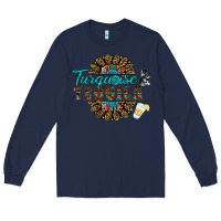 Navy turquoise gemstone and taquila Long Sleeve Tee - RanaPortraitStore