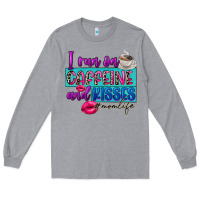 Heather Grey I run on caffeine and kisses Long Sleeve Tee - FaDigitalArtStudio