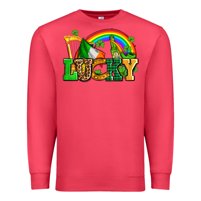 Lucky With St Patricks Elements Premium Sweatshirt by AdoDesignShop | Teevron