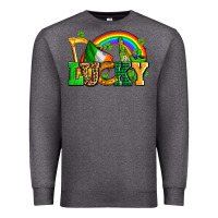 Charcoal Heather lucky with st patricks elements Premium Sweatshirt - AdoDesignShop