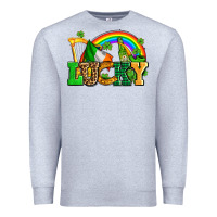 Heather Grey lucky with st patricks elements Premium Sweatshirt - AdoDesignShop