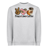 Heather Grey peace love coffee Heavyweight Sweatshirt - BarkalooDesign