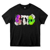 Black Boo Ghost Cat Heavy Core Tee - texasbilliewilder