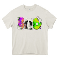 Cream Boo Ghost Cat Heavy Core Tee - texasbilliewilder