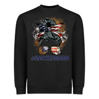 Black americanmom messy bun Heavyweight Sweatshirt - BarkalooDesign