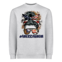Heather Grey americanmom messy bun Heavyweight Sweatshirt - BarkalooDesign