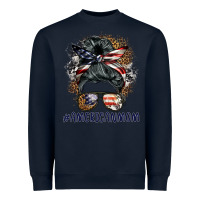 Navy americanmom messy bun Heavyweight Sweatshirt - BarkalooDesign