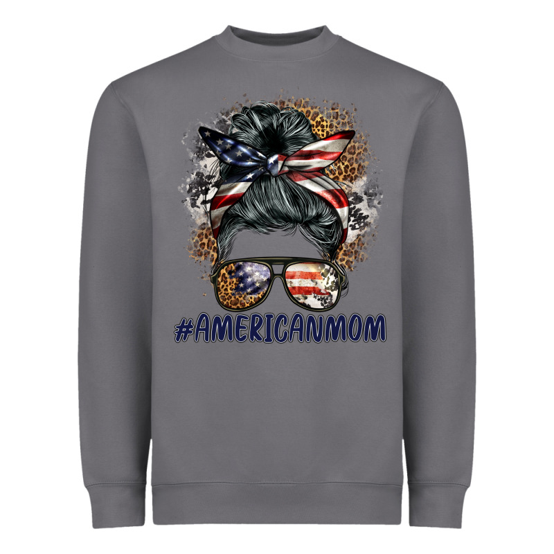 Americanmom Messy Bun Heavyweight Sweatshirt by BarkalooDesign | Teevron