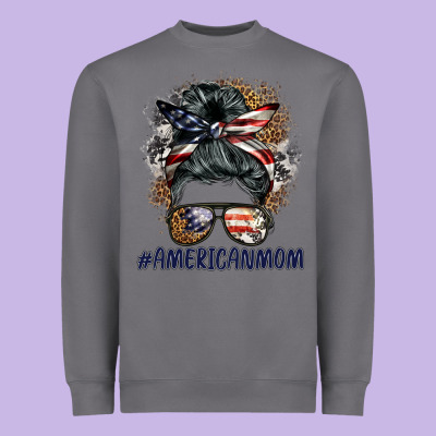 Americanmom Messy Bun Heavyweight Sweatshirt Designed By Barkaloodesign
