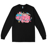 Black American Nurse Long Sleeve Tee - FaDigitalArtStudio