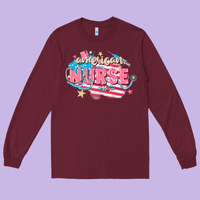American Nurse Long Sleeve Tee Designed By Fadigitalartstudio